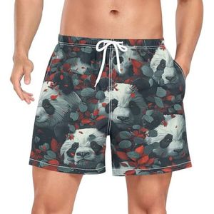 Wzzzsun Leuke China Panda Bear mannen zwembroek board shorts sneldrogende kofferbak met zakken, Leuke mode, XXL