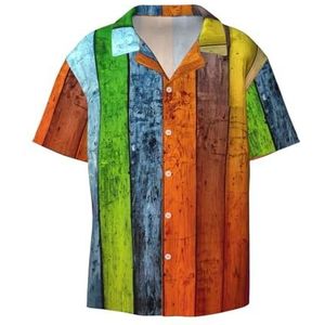 OdDdot Kleur Houten Print Mannen Button Down Shirt Korte Mouw Casual Shirt Voor Mannen Zomer Business Casual Jurk Shirt, Zwart, S