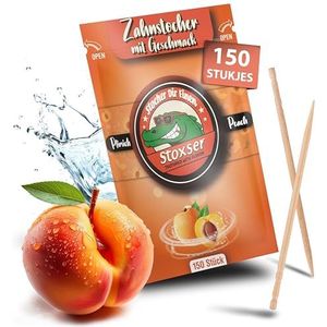 Stoxser 150 x tandenstokers met smaak perzik, de smaakrevolutie, tandenstokers smaak, geen kauwgom, ondersteunt tandpasta, tandsteenverwijderaar, tandzijde, suikervrij