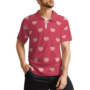 Fruit Patronen Perziken Heren Golf Polo Shirts Klassieke Fit Korte Mouw T-Shirt Gedrukt Casual Sportkleding Top XL