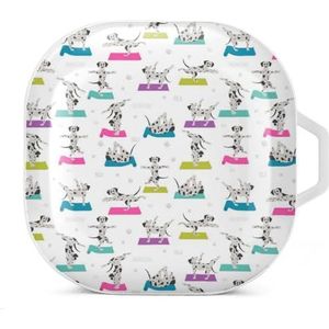 Yoga Honden Poses And Oefeningen Bull Terrier Oordopjes Hoesje Compatibel met Samsung Hard Shell Beschermhoes Wit-Stijl