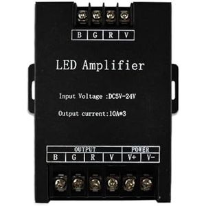 Stroomversterker DC5V-24V, kleurcontroller voor LED-lichtstrips, signaalversterker 12V 30A, repeater aluminium/zwart, 360W (Noir)