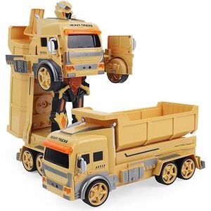 Op afstand bestuurbare auto, RC auto transformatie robot, vrachtwagen mixer robot met één knop vervorming, technisch voertuig, vrachtwagen speelgoed met geluid