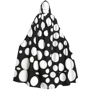 WURTON Zwart-wit Polka Dot Print Hooded Mantel Unisex Volwassen Mantel Halloween Kerst Hooded Cape Voor Vrouwen Mannen