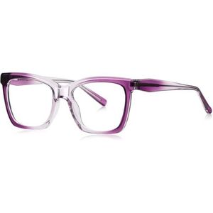 moomoobird Mode Bril voor Vrouwen Grote TR90 Frame Heldere Lens Vierkante Bril Frame Vrouwelijk, Paars Met Helder