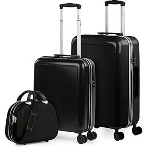 ITACA - Koffer Set - Reiskoffer set. Kofferset voor Elke Reis Handbagage & Trolley Koffers met Wielen - Ultiem Reisgemak 702600B, Zwart