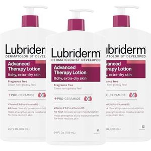 Lubriderm Advanced Therapy Geurvrije Moisturizing Lotion met vitamine E en pro-vitamine B5, Intense Hydratie voor Extra Droge Huid, Non-Greasy Formule, Pack van 3 x 24 fl. oz