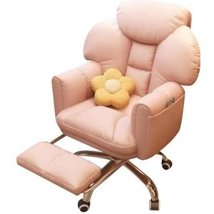 Gaming Chair Computer Chair Lazy Sofa Chairs For Office Desks, Office Accent Chairs With Footrest, Desk Chair Ergonomic Office Swivel Backrest Chair for Bedroom, Balcony (Color : Pink)