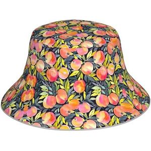 OdDdot Draak en tijger print emmer hoed strand zomer zonnehoed visser hoeden reflecterende strip zonnehoed voor vrouwen mannen, Kleurrijke perzik, Eén Maat