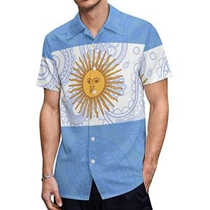 Argentinië Paisley vlag heren Hawaiiaanse shirts korte mouw casual shirt button down vakantie strand shirts S