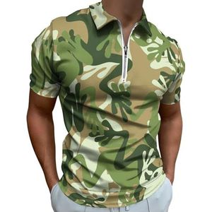 Kikker Camouflage Half Zip-up Polo Shirts Voor Mannen Slim Fit Korte Mouw T-shirt Sneldrogende Golf Tops Tees 5XL