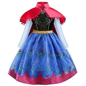 OwlFay Prinses Anna Frozen Jurk Sneeuwkoningin Prinses Verkleden voor Meisjes met Klok Halloween Cosplay Party Carnaval Kostuum 2-11 Jaar, Paars, 9-10 jaar