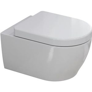 SSWW | Spoelrandloos toilet met softclose toiletdeksel, hangend toilet van keramiek, wandtoilet, diepspoeler, 54,5 cm lang