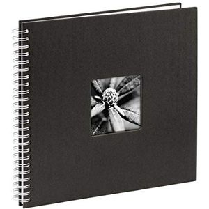 Hama Fotoalbum Jumbo 36 x 32 cm (spiraalalbum met 50 witte pagina's, fotoboek met pergamijn scheidingsbladen, album om in te plakken en zelf vorm te geven), zwart