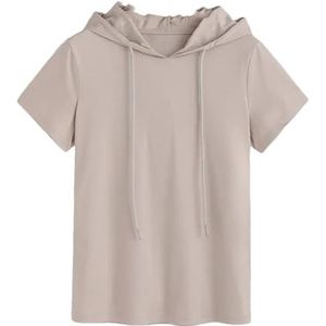 Dvbfufv Vrouwen Hooded Korte Mouw Katoenen T-shirt Vrouwelijke Zomer Mode Casual Blouses Tops, 2, S