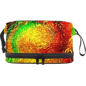 Kleurrijke Swirl Makeup Bag Double Layer Ruime Cosmetische Zakken voor Vrouwen en Meisjes Reizen Draagbare Toiletry Pouch met Rits, Meerkleurig, 27x15x14 cm/10.6x5.9x5.5 in, Make-up zakje