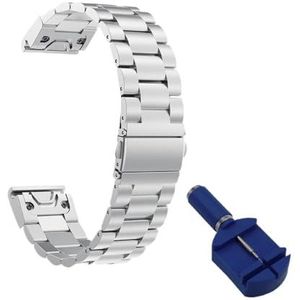 Fit for Garmin Fenix ​​7X7 7S 6 6S 6X Pro 5X5 5S Plus Epix 2 MK2 Roestvrij Stalen Armband QuickFit 20/22/26mm Metalen Horloge Band Strap (Color : Silver 1, Size : 22mm Fenix 6 6Pro)