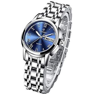 Nieuwe dames horloge waterdicht Ins Wind licht luxe niet-mechanische mode dames horloge, Blauw, Armband