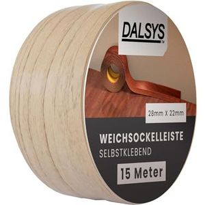 Dalsys Zachte plint zelfklevend Plakstrip, eindstrip voor voegen in woonruimtes, keukens, badkamers, van PVC-kunststof 15m beuken