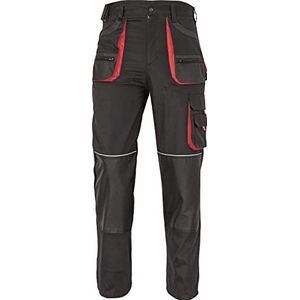 EM Werkbroek voor heren, met elastische taille, volumineuze voorzakken, multifunctionele zijzakken, kniebeschermzakken, 600D versterking, zwart, 50