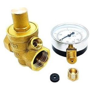 1,27 cm, 1,91 cm, verstelbaar, waterreductie, ventiel, vrouwelijk, draadmessing drukmeter, regelaar, ventielen met gauge (ventiel zonder gauge, 3/4 inch)