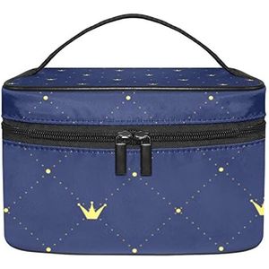 Prince Princess Witte Make-up Tas Voor Vrouwen Meisjes Cosmetische Tassen Met Handvat Reizen Make-up Organizer Tas, Prinses Marineblauw, 8.9x5.9x5.4 Inches, Make-up Pouch