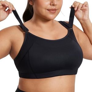 SYROKAN Draadloos Voor Dames Verstelbaar High Impact No Bounce Full Support Workout Running Sport-bh's zwart 90F