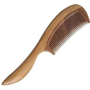 Xuxinsheng Handgemaakte natuurlijke groene sandelhout haarkammen antistatische sandelhout geur natuurlijk haar houten kam met opbergtas draagbare reizen voor het masseren van hoofdhuid vrouwen mannen