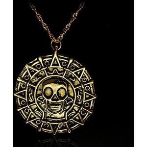 Movie Pirates of the Caribbean Necklace Aztec coin Vintage Gold Captain Jack Sparrow Medallion Skull Pendant Necklaces For Men