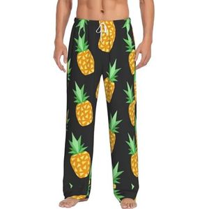 Gele Ananas Lange Lounge Wear Broek Nachtkleding Pyjama Bottoms Nachtkleding Nachtkleding Met Zakken En Trekkoord, Wit, S
