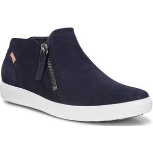 ECCO Women's Soft 7 Side Zip Bootie Sneaker, Silver Metallic/Magnet Nubuck, 7-7. 5