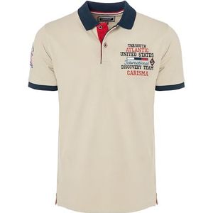 Carisma Poloshirt met korte mouwen voor heren, 100% katoen, met borduurwerk, aangenaam regular fit shirt voor kantoor en vrije tijd, 4664, Be, XXL