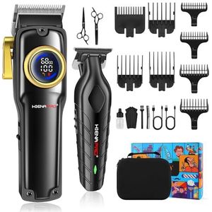 HIENA PRO Professionele Tondeuse en Trimmer Set voor Mannen Complete Haar Snijset Elektrische Kapper Set Draadloze Haar Snijmachine Kit met LED Display