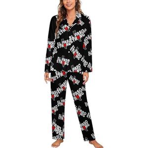 El Paso sterke harten pyjama sets met lange mouwen voor vrouwen klassieke nachtkleding nachtkleding zachte pyjama loungesets