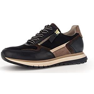 Gabor DAMES Sneakers, Vrouwen Lage Sneaker,verwisselbaar voetbed,veterschoen,vetersluiting,sportschoen,Zwart (schwarz/whisky) / 67,38.5 EU / 5.5 UK