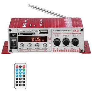 Audioversterker, S430 600W 2CH Auto Hifi Geluidsversterker Lcd Class D Power Amplificador Radio Auto Huis Luidspreker FM USB SD(Rosso)