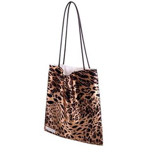 DGAZ Zijden designer tassen voor vrouwen, luxe draagtas met rits, grote schouder hobo tassen, Luipaard 1