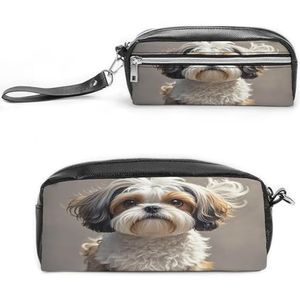 MNVTSKOP Shih Tzu Hond Make-up Tas Kleine Cosmetische Reistas Draagbare Briefpapier Organizer voor Vrouwen Leraar