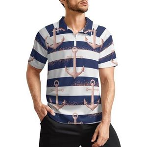 Retro Ankers Marine Heren Golf Polo Shirts Klassieke Fit Korte Mouw T-Shirt Gedrukt Casual Sportkleding Top XL