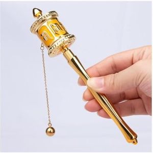 Handbediende Tibetaanse boeddhistische koperen handgemaakte gebedsmolen met mantrarol(Unique Colour,12 * 2.8 * 2.4cm)