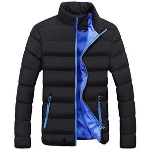 Overgangsjas voor heren, herfst, zwart, gewatteerd, warm, oversized, lange mouwen, winterjas, sportief, waterdicht, ademend, fietsjack, donsjack, trainingsjack, outdoorjas, 4XL, #01-a-blauw, XXL