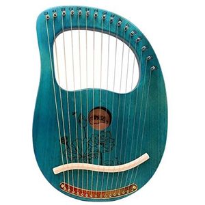 Draagbare harp Lyre Harp Metalen Snaren Kleine Harp Okoume Hout Natuurlijke Bruine Blauwe Kleur 10 16 24 Snaren Instrument Met Tuning Sleutel (Color : Blue)