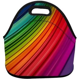 FHPCE Geïsoleerde Lunch Bag Lunch Box voor Vrouwen Regenboog Kleur streep Picknick Bag Lunch Tote Tassen Lunchbox