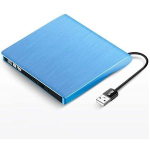 USB 3.0 Slim externe DVD optische drive DVD-speler brander schrijver for laptop desktop pc Soepele werking(Blue)
