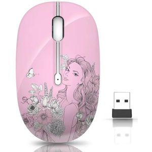 JUHOO Draadloze muis met nano-ontvanger voor pc, laptop, notebook, computer, MacBook, minder ruis, draagbare mobiele optische muizen