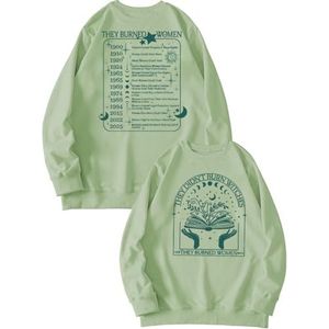 MLZHAN They Didn't Burn Witches Front Print Vrouwen Sweatshirt Ze Burned Feministische Heksen Terug Gedrukt Lange Mouw Shirt Tops, Olijfgroen, S