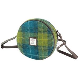 Dames Harris Tweed ronde tas: een fusie van traditie en moderne stijl gemaakt voor veeleisende modeliefhebbers - LB1204, Zee Blauw/Groen Tartan