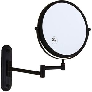 AOUHRHQPM Cosmetische spiegel muur gemonteerd, schoonheid make-up spiegel 3x vergroting dubbelzijdige roterende douche ijdelheid spiegel, zwart vierkant_8 ""(kleur: zwart vierkant)