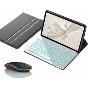 Toetsenbordhoes voor Honor Pad X8 Pro 11.5-inch, Magnetisch Afneembaar Draadloos Achtergrondverlichting Toetsenbord met Bluetooth Muis,Wit