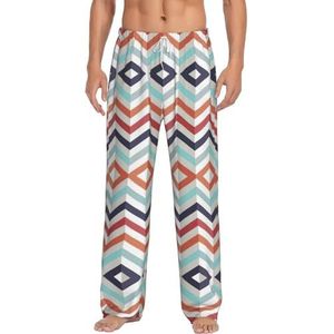 Zig Zag Lines Lange Lounge Wear Broek Nachtkleding Pyjama Bottoms Nachtkleding Nachtkleding Nachtkleding Met Zakken En Trekkoord, Wit, S